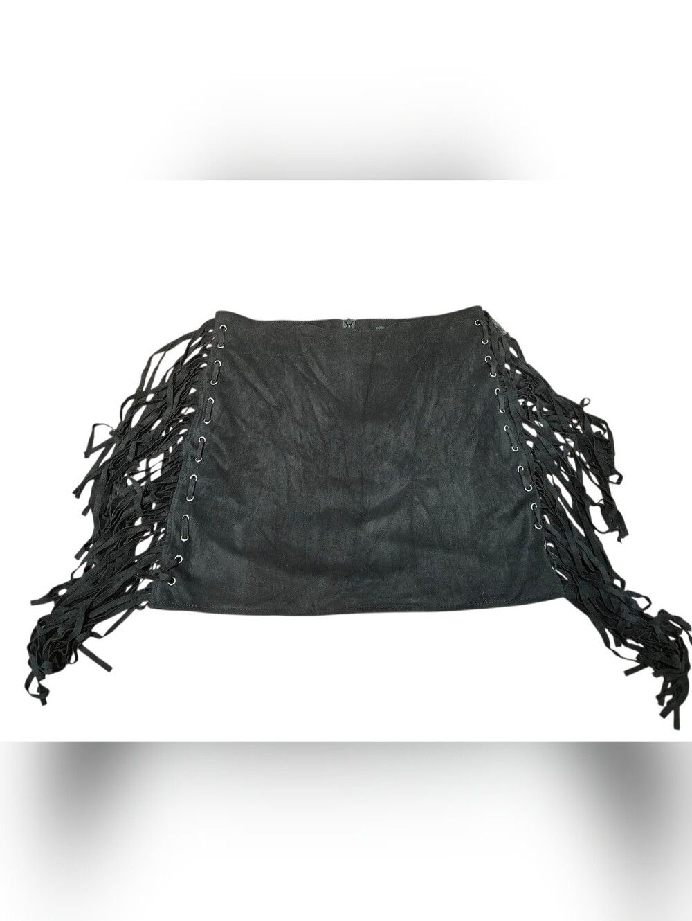 Forever 21 Black Faux Seude Fringe Skirt Size Small